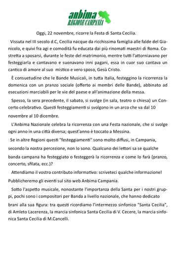 Santa cecilia documento sul sito web